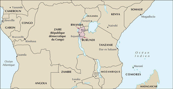 Carte Rwanda Burundi