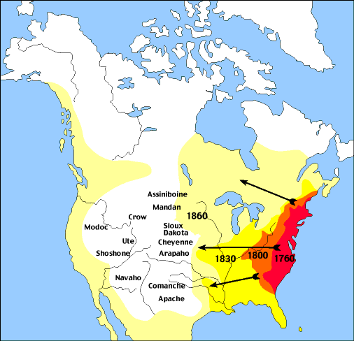 Carte de l'avancée de la colonisation